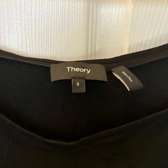 Theory Black Summer Crepe Spaghetti Day Midi Dress SZ 8 M - Picture 5 of 6